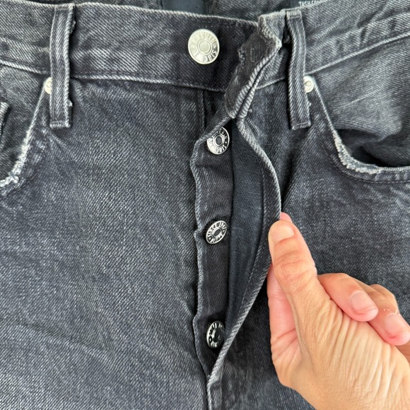 Edwin Lark Womens Tash Crop Relaxed Jeans Size 29 Black Mid Rise Button Fly - Picture 8 of 15